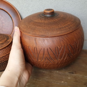 Large Ceramic Clay Pot with Lid,  Red Clay Dutch Oven Meat Saucepan, Baking roasting Ukrainian Pottery Bakeware cooking Cookware casserole
