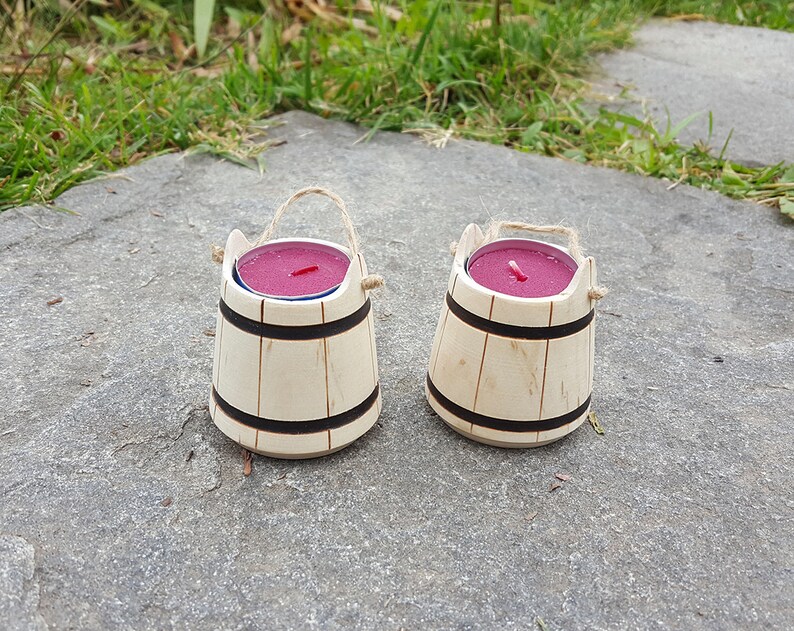 Miniature Wood Bucket Small Wooden Pail Rustic Candle Tea Etsy