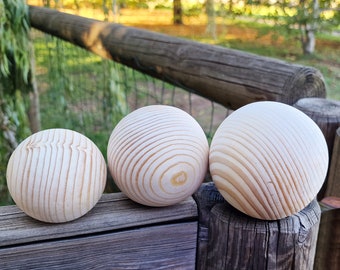 Grandes boules en bois, 60 mm/2,36" LOT de 16-30, Grande boule vierge en bois naturel, Perles rondes en bois massif non finies, SANS TROU Épinette tai-chi