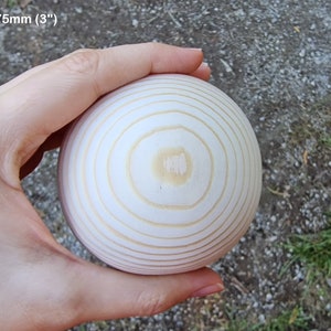 SET di 9-14 palline di legno grandi, 75 mm/3", palline di legno naturale grezzo, perline di legno massiccio rotonde non rifinite, SENZA FORO Abete rosso Tai Chi