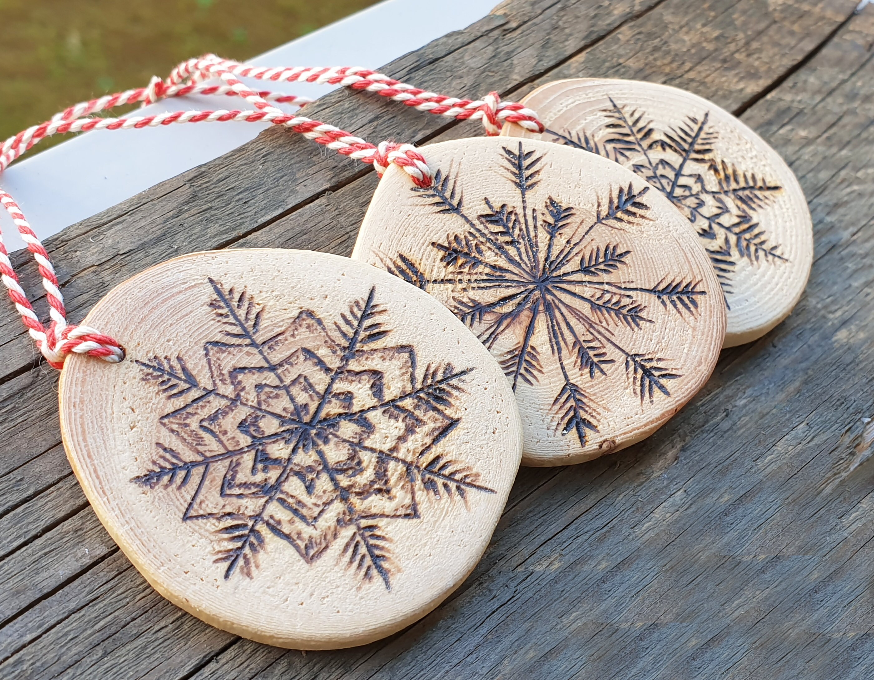 Wood Burned Snowflakes Wooden Ornaments Christmas Tree Rustic - Etsy