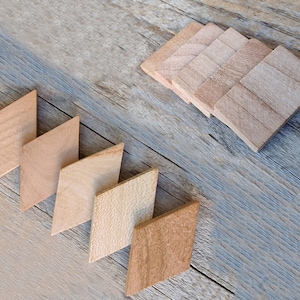 Legno massello grezzo, perline/ciondoli in legno di ciliegio naturale, componenti per gioielli non finiti, pendenti/orecchini/collane rettangolari/romboidali, 10 pezzi di etichette