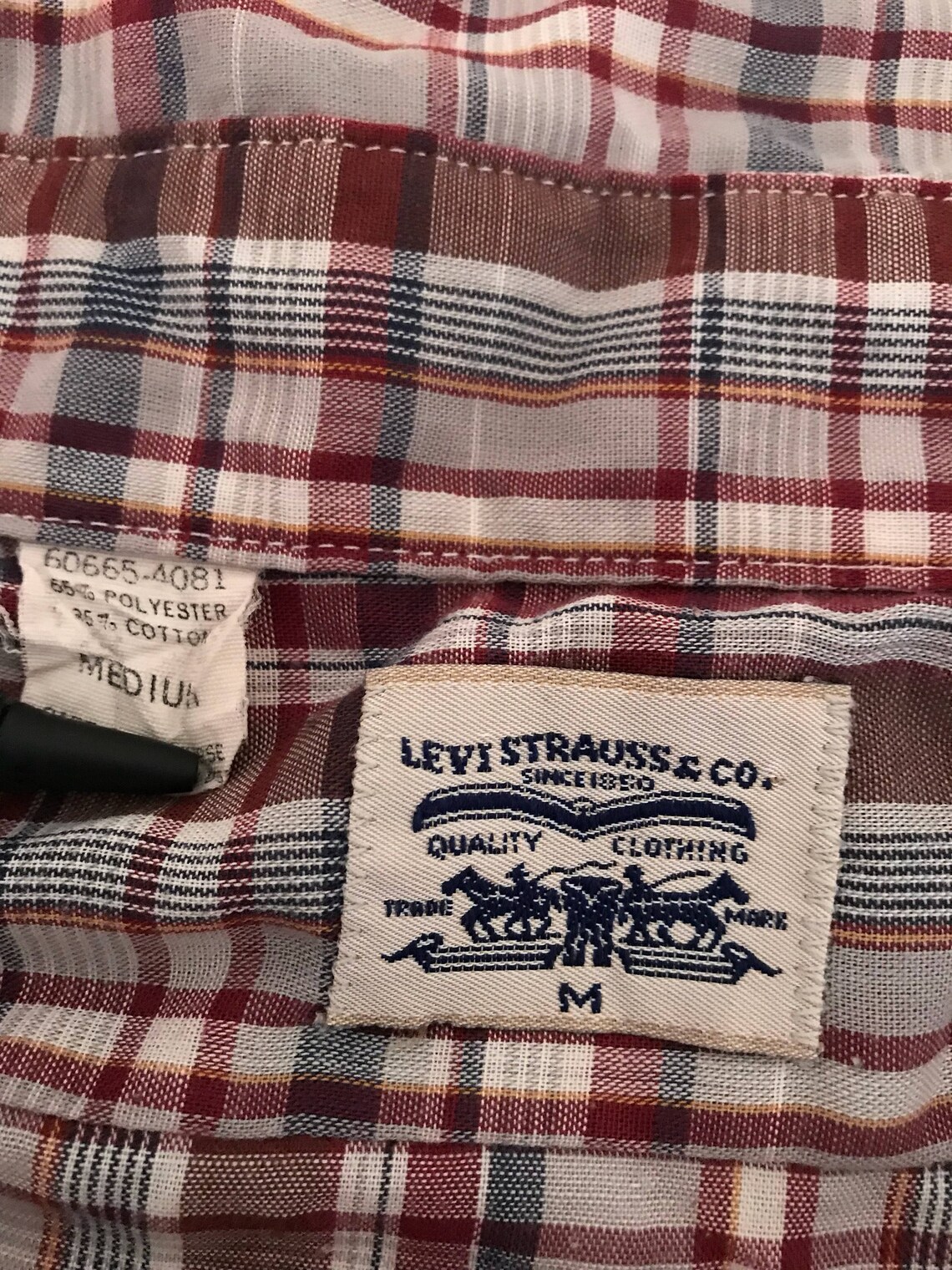 Vintage Levi's Long Sleeve Plaid Shirt Size Medium | Etsy