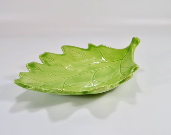 Bright Green Leaf Dish Leaf Bowl Pottery Bowl Ceramic Leaf Etsy