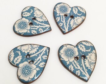 FLOWER BUTTONS 5 Petals 2 Holes x 20 WOOD VENEER 15mm across