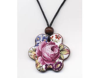 Rose Pendant Necklace, Ceramic Pendant Necklace, Handmade Pendant Necklace, Stocking Filler, Secret Santa Gift.