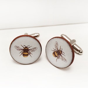 Bumble Bee Cufflinks 18mm, Bee Cufflinks, Bumble Bee Gift, Insect Cufflinks Animal Cufflinks, Gifts for men, Christmas Gift, Bee Gift.