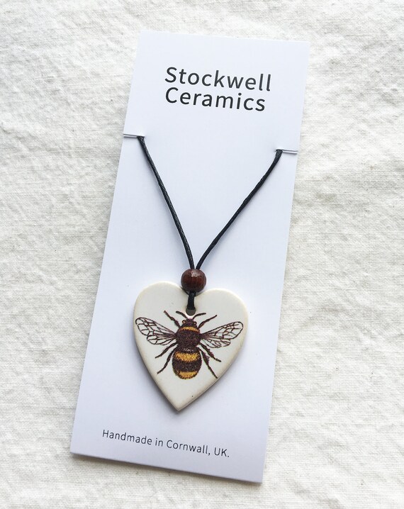 Bumblebee Heart Pendant Necklace: Ceramic Bee Jewellery - Etsy