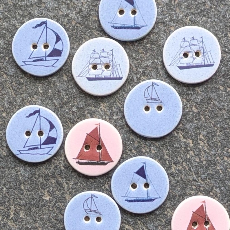 10 Handmade Ceramic Boat Buttons 18mm (3/4”). Jade Starmore Cardigan ...
