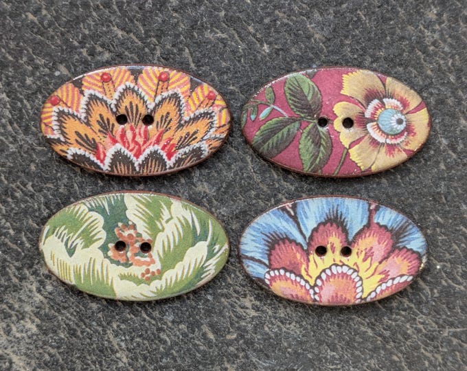 Set of 4 Large Oval Handmade, Washable, Lightweight, Ceramic Buttons ...