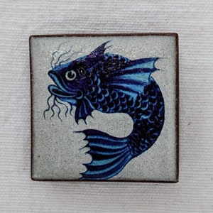 William De  Morgan, tile design, handmade 35mm ceramic brooch, William De Morgan Jewellery.