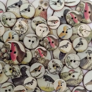 Set of 8 large 27mm 1 inch vintage look, washable, handmade, ceramic, Heritge Bird Buttons set 2. Buttons for sewing or collecting. image 5