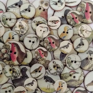 Set of 8 Large 27mm 1 inch vintage look, handmade, washable, ceramic Bird Buttons, Heritage Design set 1, for sewing and collecting. image 7