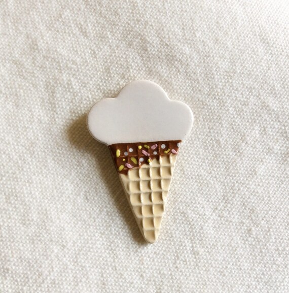 Ice Cream Brooch Ice Cream Ceramic Brooch Handmade Ceramic
