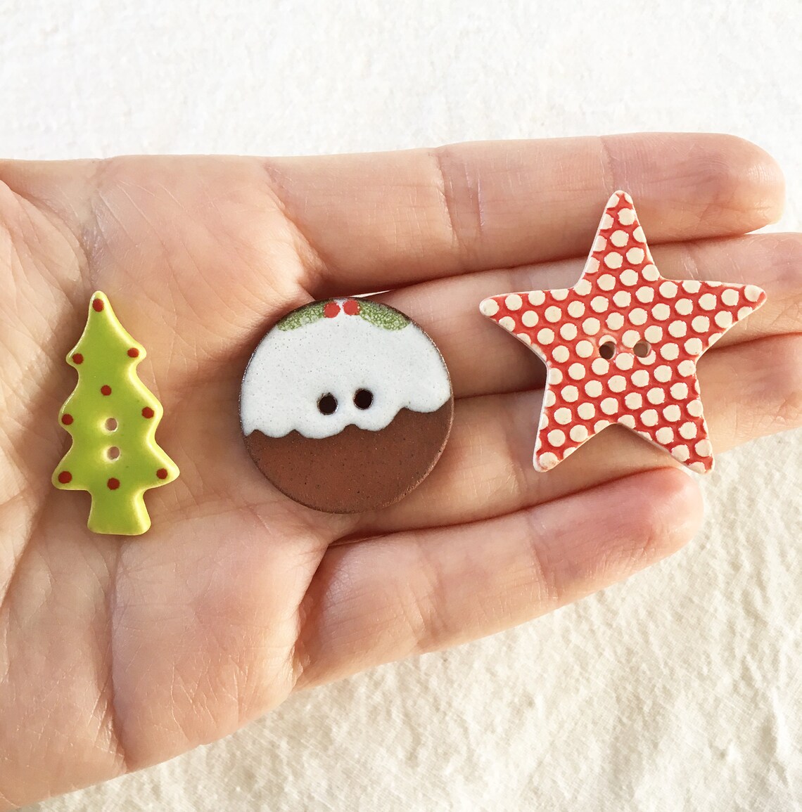 Set of 8 Assorted handmade ceramic Christmas Buttons Etsy