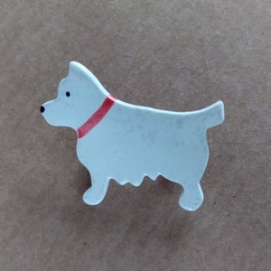 Keramik Westie Brosche, Hundebrosche, Hunde Geschenke, handgemacht, Westie Geschenk, Hunderasse Schmuck, West Highland Terrier Brosche, Muttertagsgeschenk.