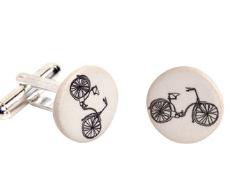 Ceramic Bike Cufflinks, Bike Cufflinks, Cycling Gifts, Handmade Ceramic Cufflinks, Bike Cuff Links, Suit Accessories, Gifts For Him.