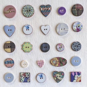 30 Ceramic Button Seconds, handmade, washable, lightweight, vintage look. Imperfect oddments, for craft projects and mosaics