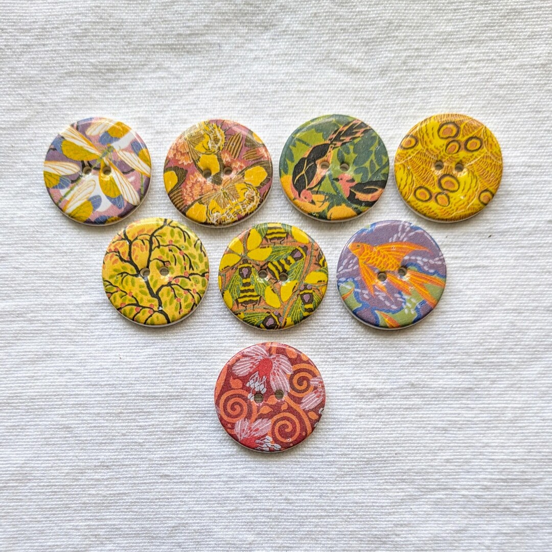 Deco Button 8 Art Deco Ceramic Buttons, Séguy Vintage Designs, 24mm (7/8