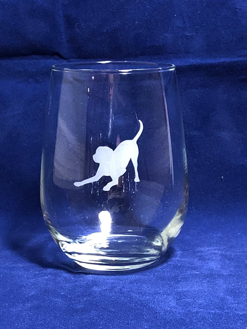 Labrador Stemless Wine Glass Etsy