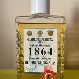Rare Vintage 1940s Eau de Cologne by Phil. Georgandas – 1864 Splash Bottle, Greek & French Label, 250ml - Discontinued Cologne