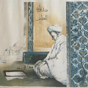 Christian Mischke Signed 1992 – “The Scribe from Turkestan” – Original Vintage Coloured Etching