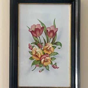 Rare Antique Art Nouveau Floral Porcelain Wall Art – Steingutfabrik Paetsch – 1920s German Ceramic – Original Framed Artwork