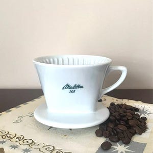 Vintage 1955 Melitta 101 Porcelain Coffee Filter: Swiss 3-Hole Design