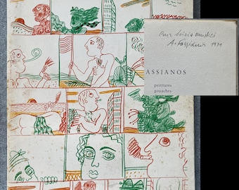 Signed Alekos Fassianos 1971 Exhibition Catalogue – Athens – Bilingual Greek French – Rare Paris Period (COA)