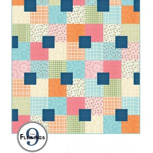 Shifting Tiles Quilt Pattern PDF, Modern Quilt Pattern, 4 sizes Throw, Twin, Queen and King