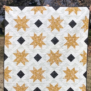 York Town Quilt Pattern PDF, Modern Quilt Pattern, Throw, Twin, Queen, and King size