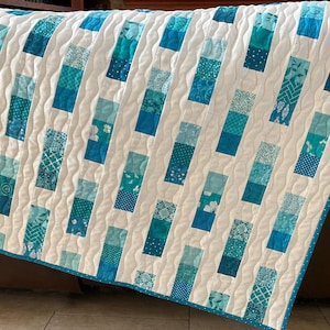 Downpour Quilt Pattern PDF, 4 Sizes: Baby, Throw, Twin, Queen, Yardage and Scrap Friendly
