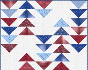 Gander Lake Quilt Pattern PDF, Modern Quilt Pattern, Fat Quarter Friendly, Throw size and Queen Size, Flying Geese