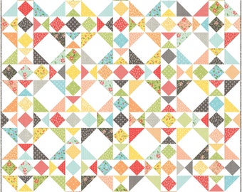 Midday Morsel Quilt Pattern PDF, 3 sizes in Baby, Lap (Throw), and Queen, Fat Quarter Friendly, Quick Easy Beginner Quilt