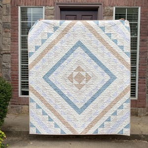 Whispering Waves Quilt Pattern: Modern Throw, Full, Queen Sizes (PDF)