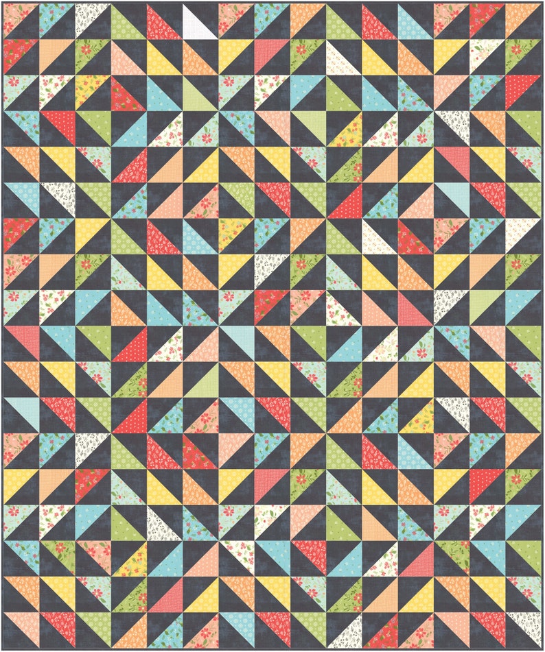 Eyeshadow Quilt Pattern PDF, Modern Quilt Pattern, Baby, Throw, Twin, Queen King, Fat Quarter and Layer Cake Friendly Easy Beginner Quilt image 4