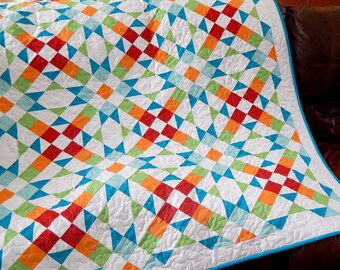 Somerset Pattern PDF, 5 sizes in Baby, Lap, Twin, Queen, King, Quick Easy Quilt Pattern, Rainbow Quilt Pattern