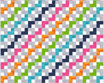 Rainbow Twist Quilt Pattern: Beginner Throw Size (PDF Pattern)