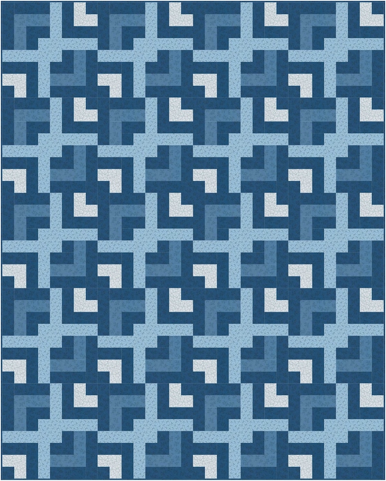 Puede incluir: Un patr&oacute;n repetitivo de cuadrados blancos, azul claro y azul oscuro dispuestos en un dise&ntilde;o geom&eacute;trico. El patr&oacute;n est&aacute; formado por cuadrados en forma de L y de T.