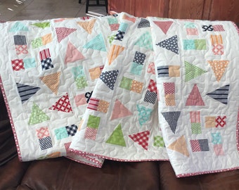 Play Date Quilt Pattern PDF, 2 sizes in Baby, Lap, Tri Recs Ruler, Easy Beginner Quilt