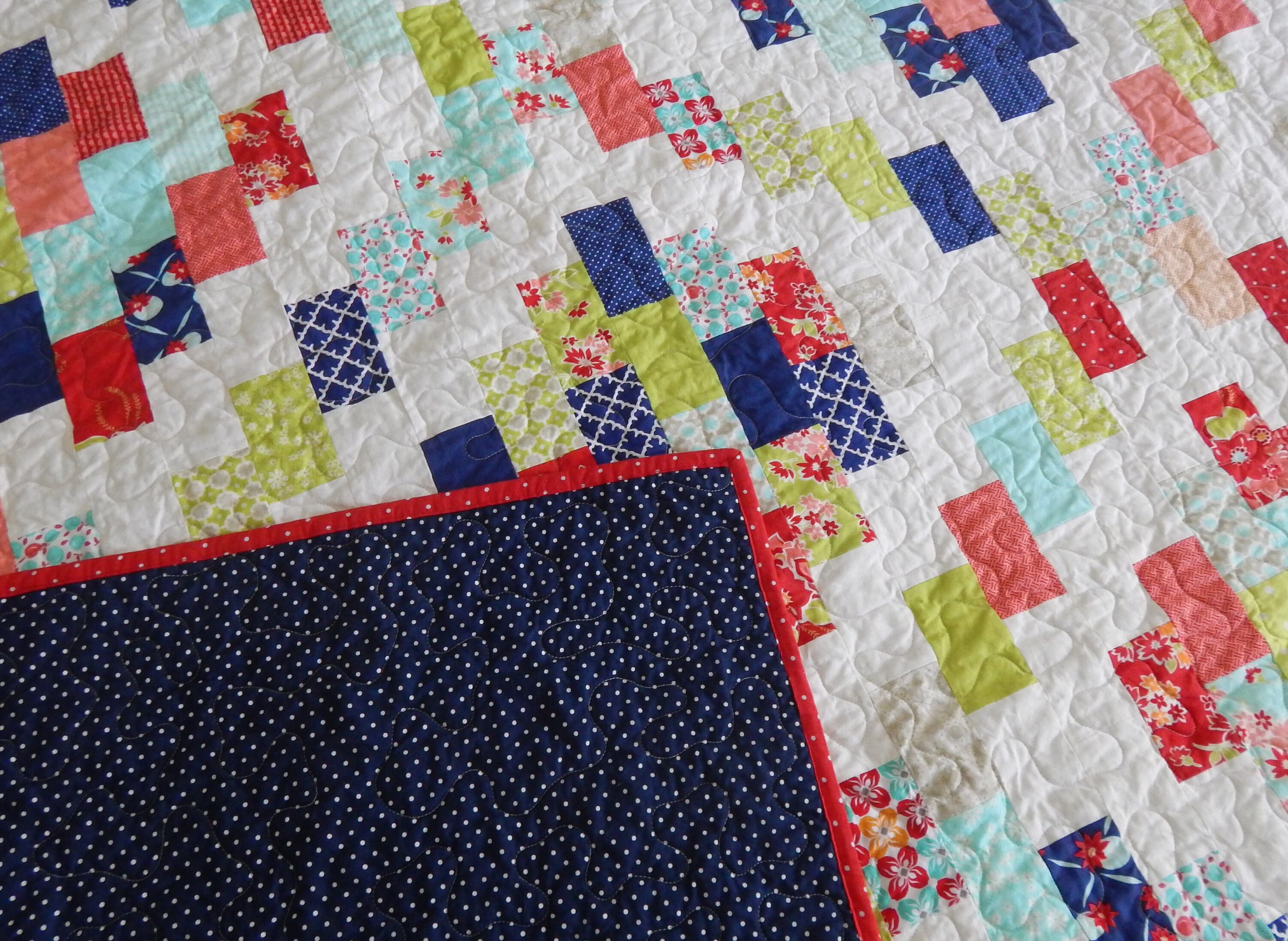 Twin Quilt Modern Quilt Red Blue and Green Girl Quilt Etsy
