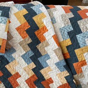 Thunderbolt Quilt Pattern PDF, Modern Quilt Pattern, Baby Throw Twin Queen King