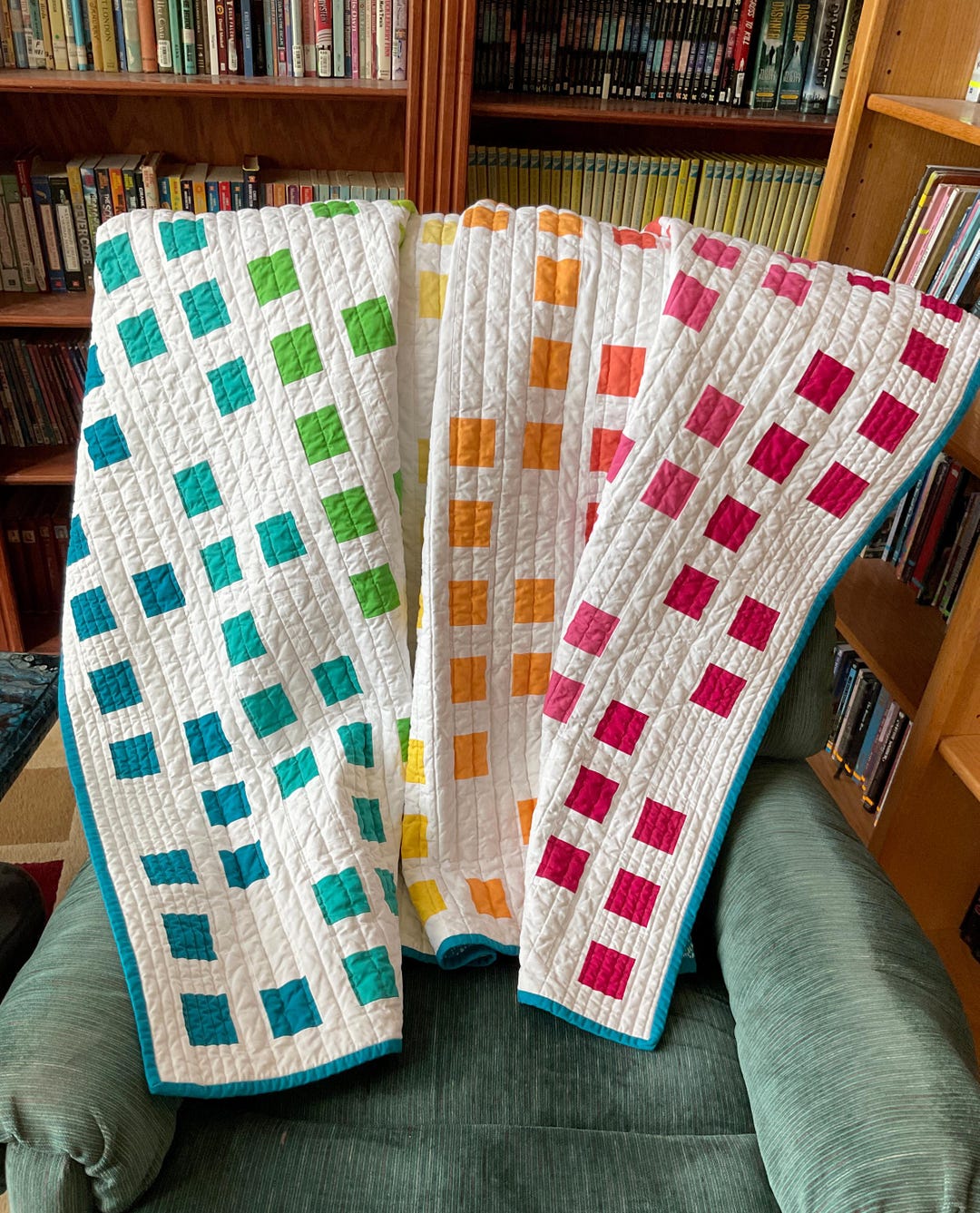 Modern Rainbow Throw Quilt for Sale and Ready to Ship - Etsy
