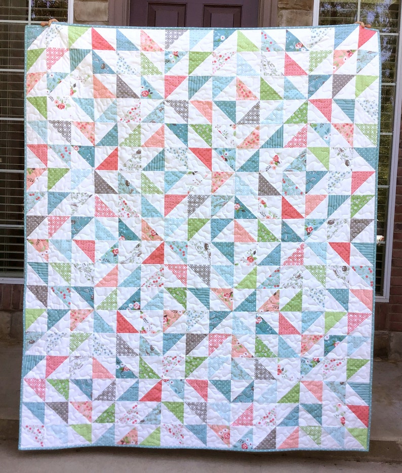 Eyeshadow Quilt Pattern PDF, Modern Quilt Pattern, Baby, Throw, Twin, Queen King, Fat Quarter and Layer Cake Friendly Easy Beginner Quilt image 1