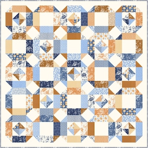 Pajama Party Quilt Pattern PDF, 5 sizes- Baby, Lap, Twin, Queen, King, Fat Quarter Friendly, Quick Easy Beginner Quilt, Simple Quilt Pattern