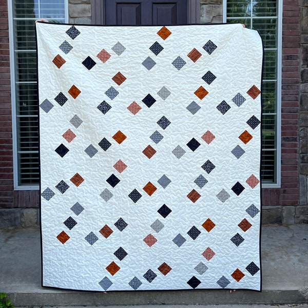 Triple Dot Quilt Pattern PDF, Modern Quilt Pattern, Throw size