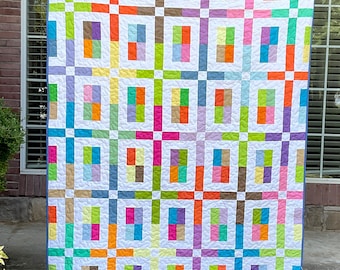 Rainbow Diamond Star Quilt | Modern Patchwork Throw | Handmade Cotton Home Decor