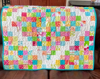 Rainbow Baby Quilt, Modern Baby Quilt, Crib Quilt, Baby Blanket, Baby Gift, Free Shipping