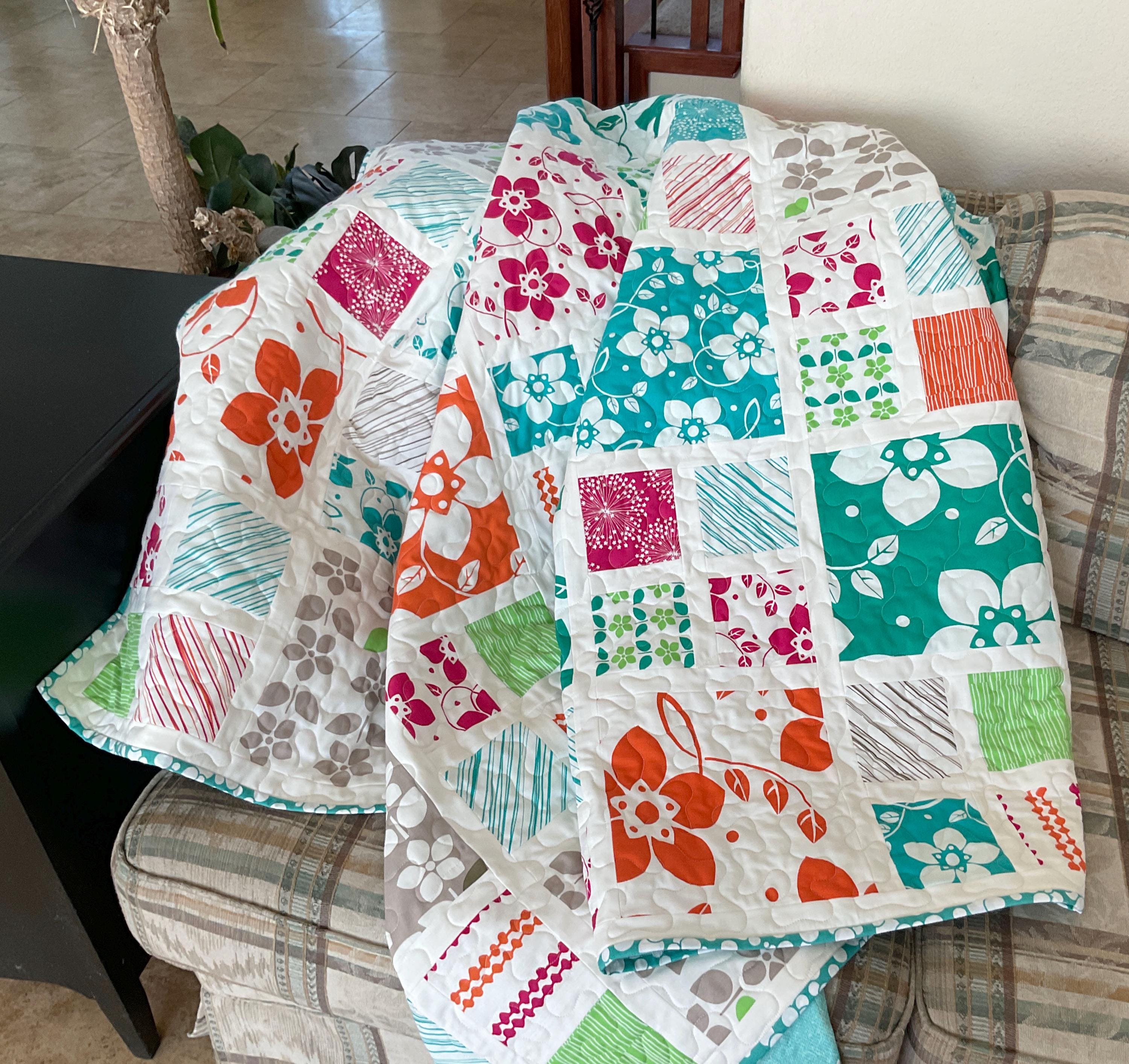 Modern Throw Quilt: Colorful Handmade Cotton Quilt - Etsy