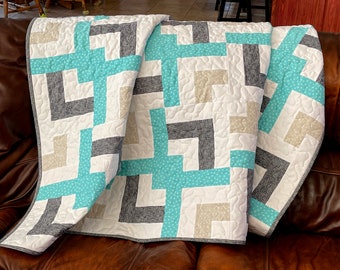 Knot So Quilt Pattern - Modern Log Cabin Design, 6 Sizes (PDF Pattern)